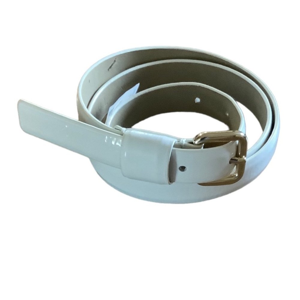 Talbots Thin Skinny White Coated Leather Belt Women Medium